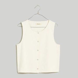 Madewell Button-Front Crewneck Crop Tank Vest - M